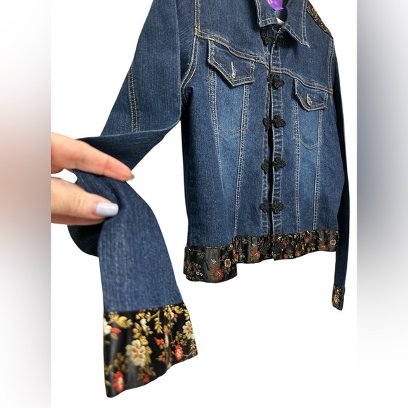 Jypsy Jeans Denim Jacket with Floral Accents - Picture 3 of 8